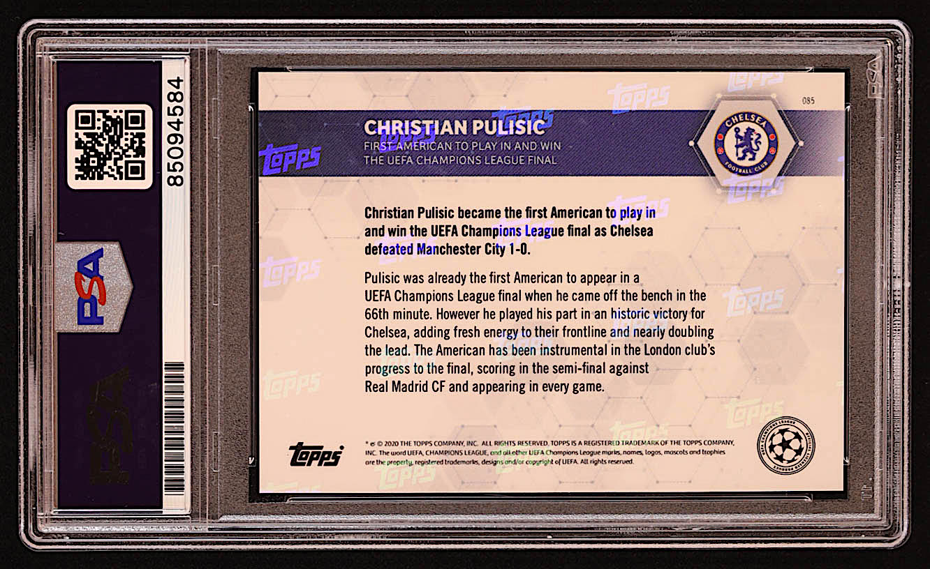 Christian Pulisic Signed 2020-21 Topps Now UEFA Champions League #85 (PSA) at PristineAuction.com Christian Pulisic Signed 2020-21 Topps Now UEFA Champions League #85 (PSA) at PristineAuction.com