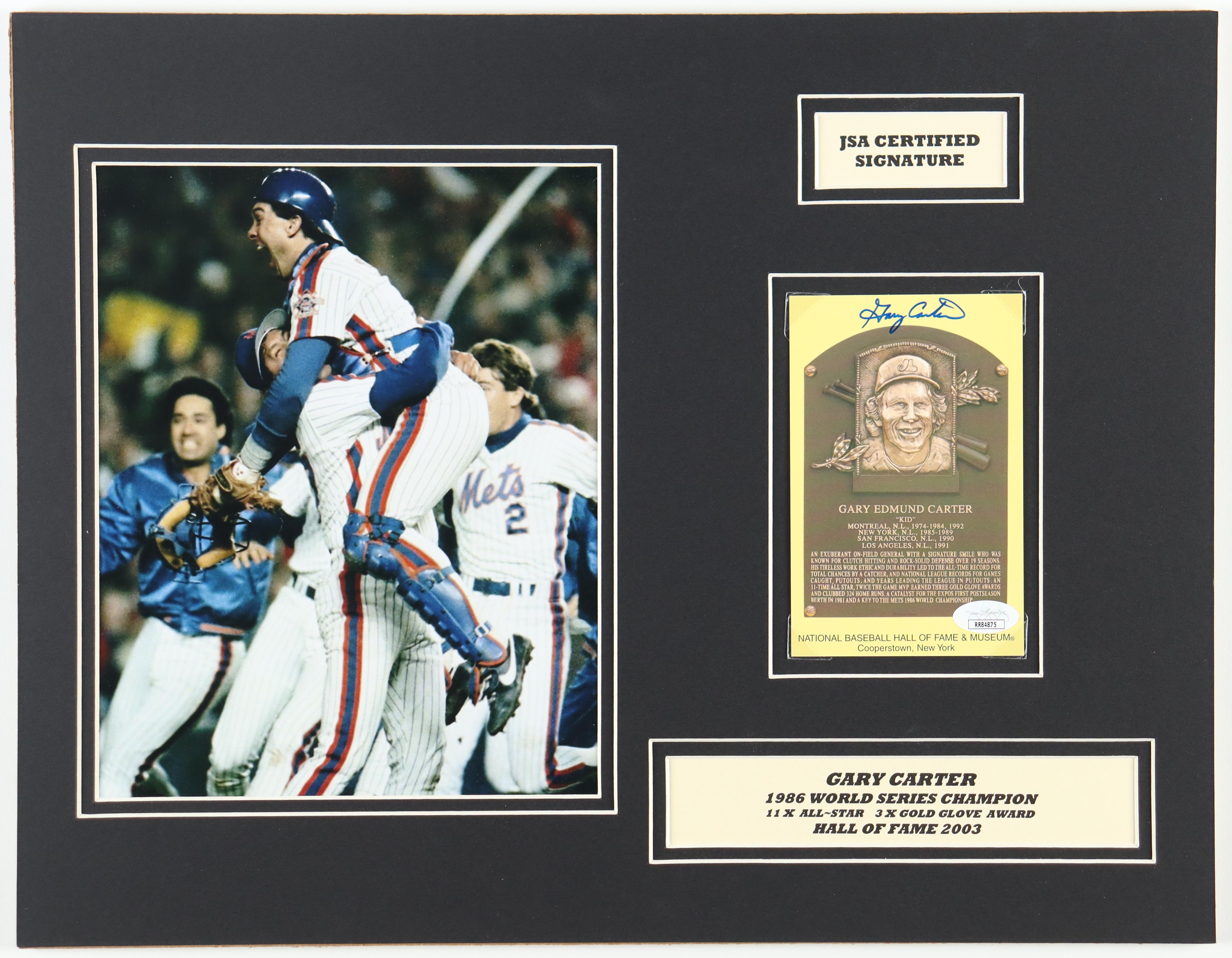 Gary Carter Signed Mets 14x18 Custom Matted Hall of Fame Plaque Postcard Display (JSA) at PristineAuction.com Gary Carter Signed Mets 14x18 Custom Matted Hall of Fame Plaque Postcard Display (JSA) at PristineAuction.com
