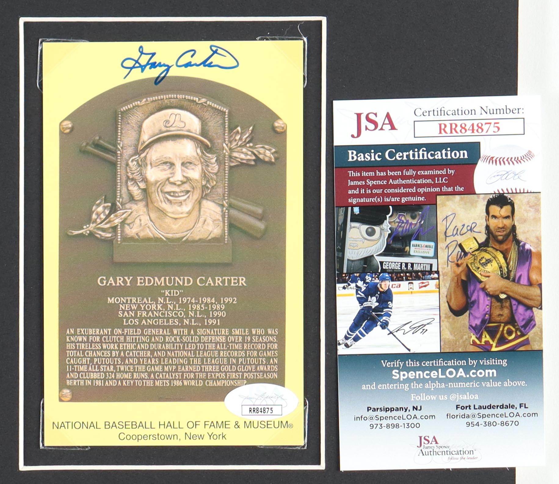 Gary Carter Signed Mets 14x18 Custom Matted Hall of Fame Plaque Postcard Display (JSA) at PristineAuction.com Gary Carter Signed Mets 14x18 Custom Matted Hall of Fame Plaque Postcard Display (JSA) at PristineAuction.com