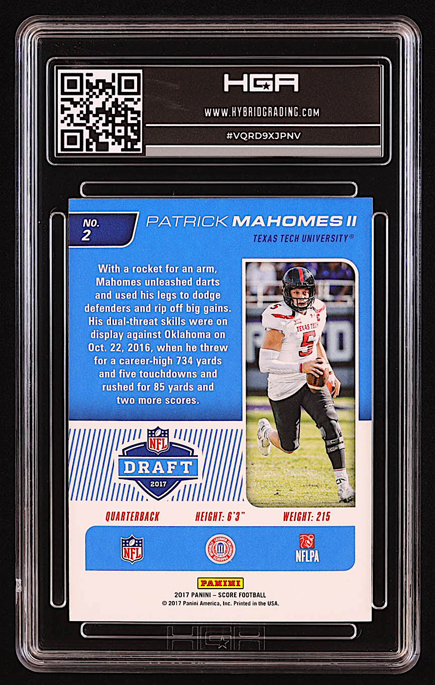 Patrick Mahomes II 2017 Score NFL Draft #2 RC (HGA 9.5) at PristineAuction.com Patrick Mahomes II 2017 Score NFL Draft #2 RC (HGA 9.5) at PristineAuction.com