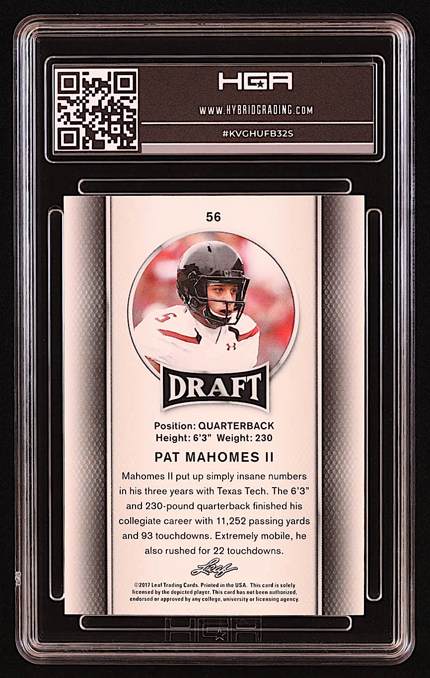 Pat Mahomes II 2017 Leaf Draft #56 RC (HGA 9.5) at PristineAuction.com Pat Mahomes II 2017 Leaf Draft #56 RC (HGA 9.5) at PristineAuction.com