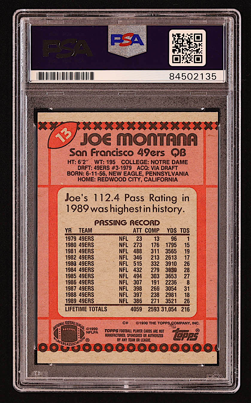 Joe Montana Signed 1990 Topps #13 (PSA | Auto 10) at PristineAuction.com Joe Montana Signed 1990 Topps #13 (PSA | Auto 10) at PristineAuction.com