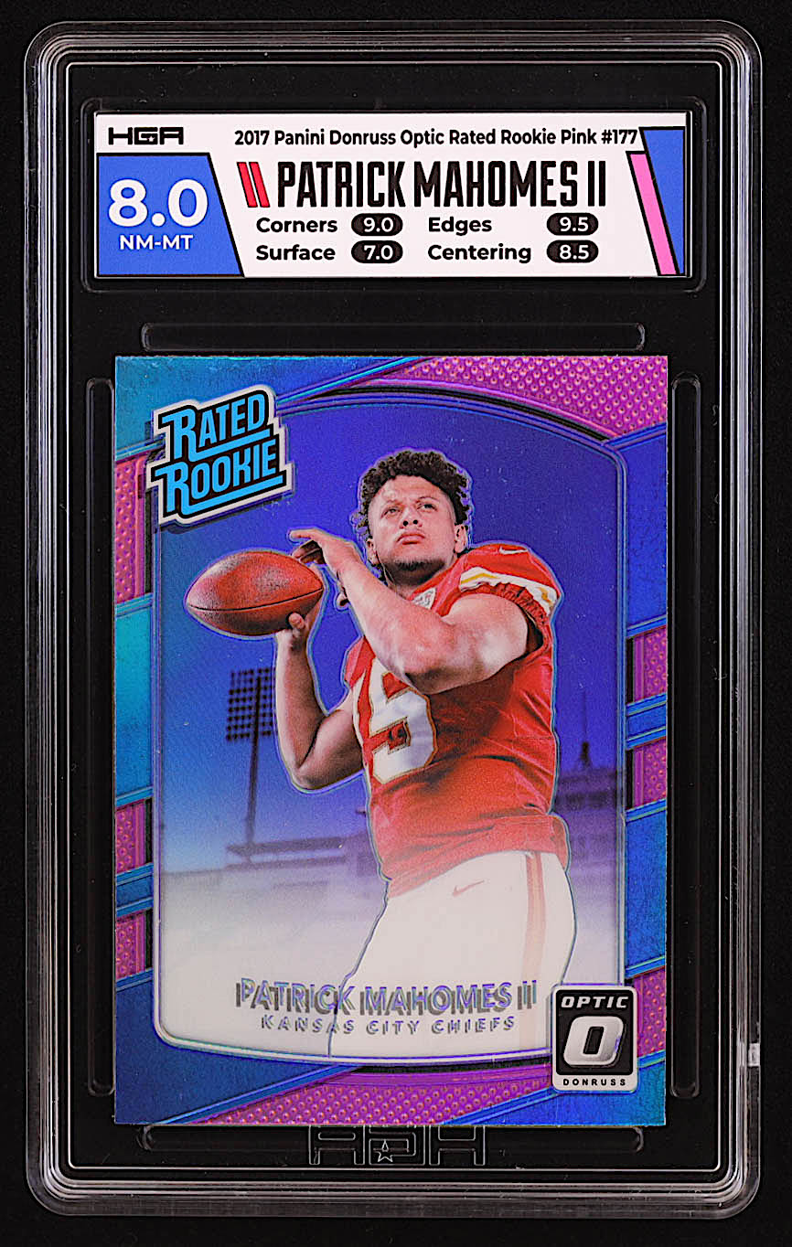 Patrick Mahomes II 2017 Donruss Optic Pink #177 RR RC (HGA 8) at PristineAuction.com Patrick Mahomes II 2017 Donruss Optic Pink #177 RR RC (HGA 8) at PristineAuction.com