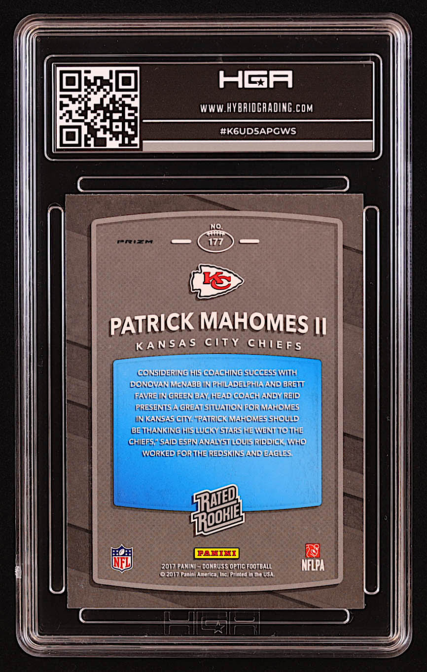 Patrick Mahomes II 2017 Donruss Optic Pink #177 RR RC (HGA 8) at PristineAuction.com Patrick Mahomes II 2017 Donruss Optic Pink #177 RR RC (HGA 8) at PristineAuction.com