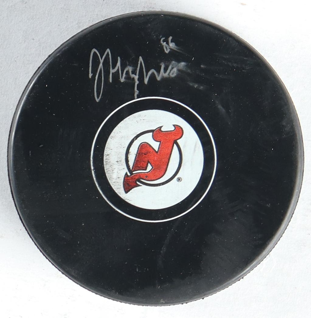 Jack Hughes Signed Devils Logo Hockey Puck (Fanatics) at PristineAuction.com Jack Hughes Signed Devils Logo Hockey Puck (Fanatics) at PristineAuction.com