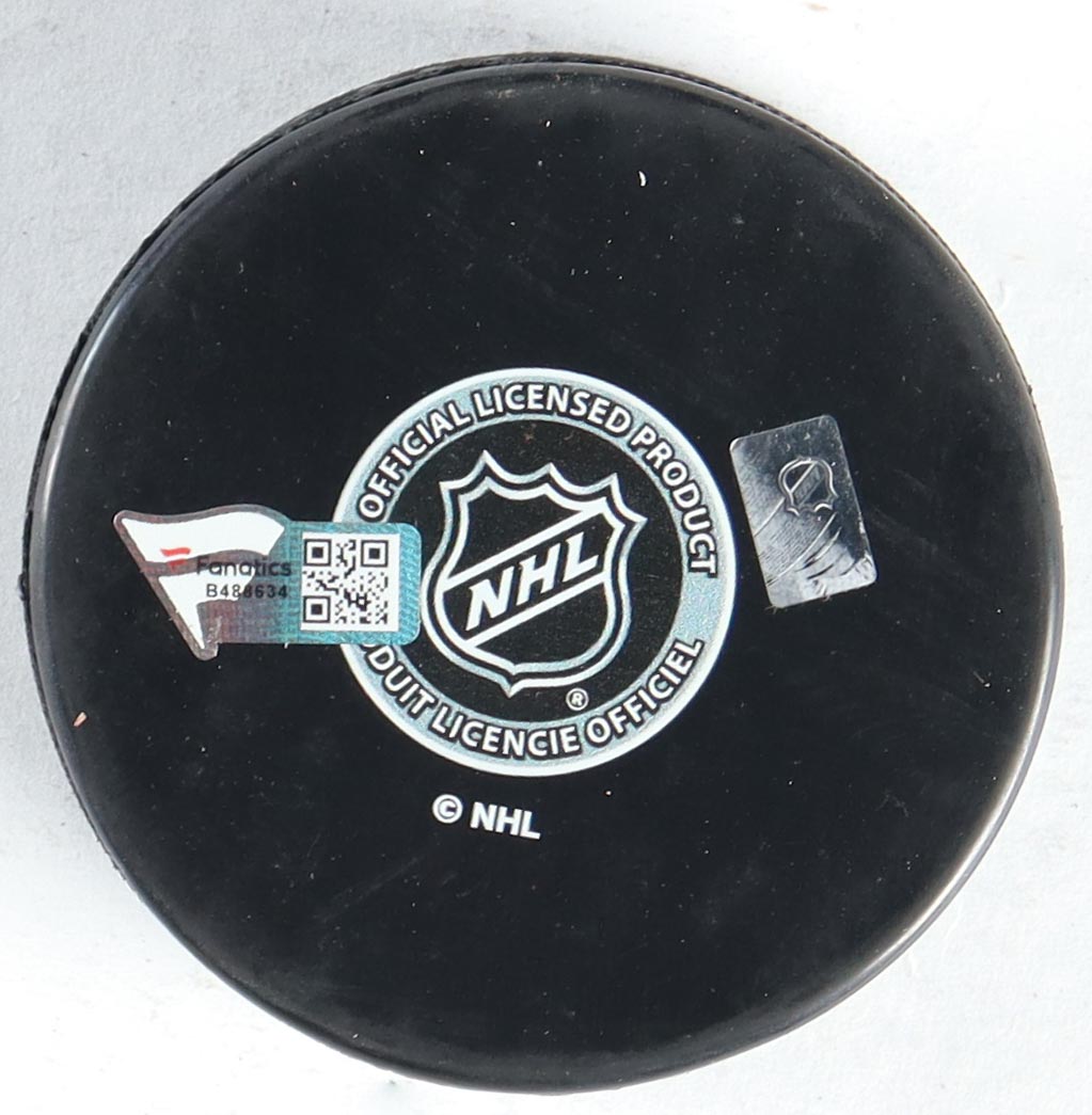 Jack Hughes Signed Devils Logo Hockey Puck (Fanatics) at PristineAuction.com Jack Hughes Signed Devils Logo Hockey Puck (Fanatics) at PristineAuction.com