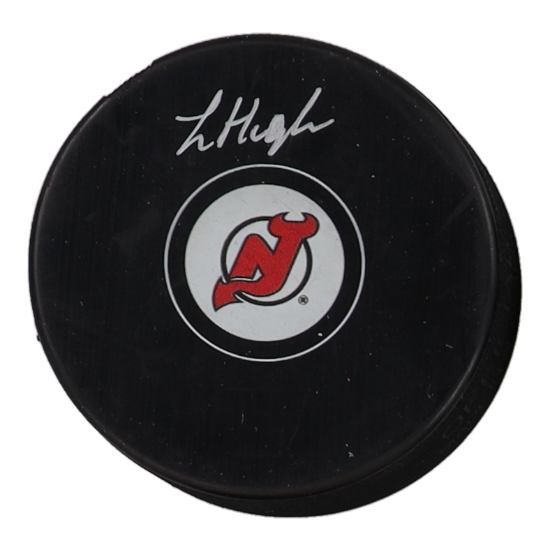 Luke Hughes Signed Devils Logo Hockey Puck (Fanatics) at PristineAuction.com Luke Hughes Signed Devils Logo Hockey Puck (Fanatics) at PristineAuction.com