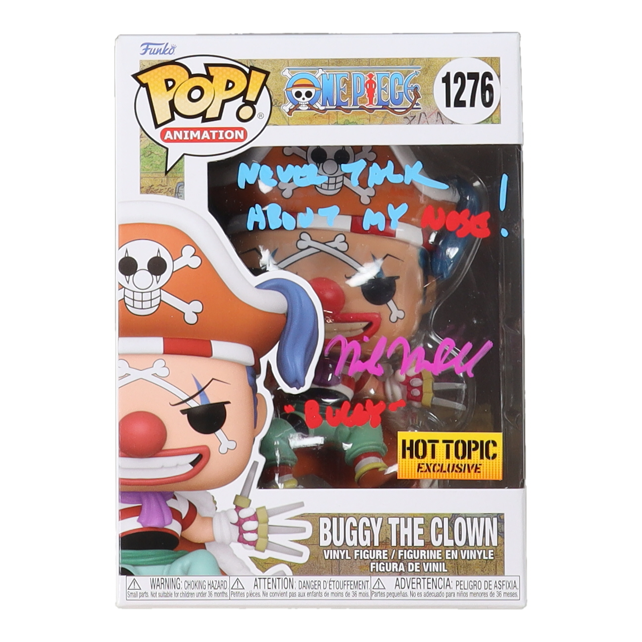 Mike McFarland Signed "One Piece" #1276 Jinbe Funko Pop! Vinyl Figure Inscribed "Buggy" & "Never Talk About My Nose" (JSA) at PristineAuction.com Mike McFarland Signed "One Piece" #1276 Jinbe Funko Pop! Vinyl Figure Inscribed "Buggy" & "Never Talk About My Nose" (JSA) at PristineAuction.com
