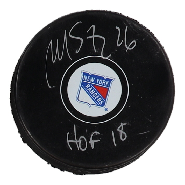 Martin St. Louis Signed Rangers Logo Hockey Puck Inscribed "HOF 18" (Fanatics) at PristineAuction.com Martin St. Louis Signed Rangers Logo Hockey Puck Inscribed "HOF 18" (Fanatics) at PristineAuction.com