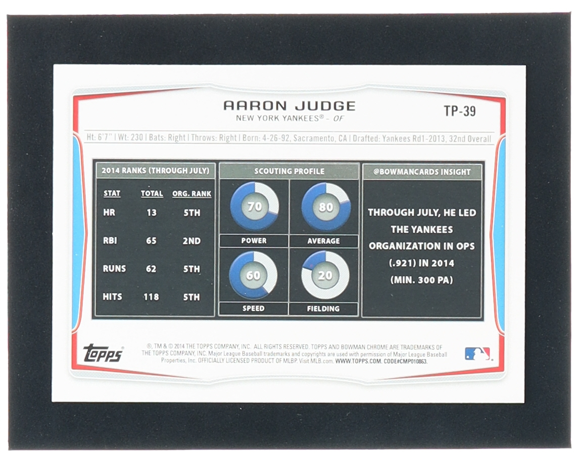 Aaron Judge 2014 Bowman Draft Top Prospects #TP39 RC at PristineAuction.com Aaron Judge 2014 Bowman Draft Top Prospects #TP39 RC at PristineAuction.com