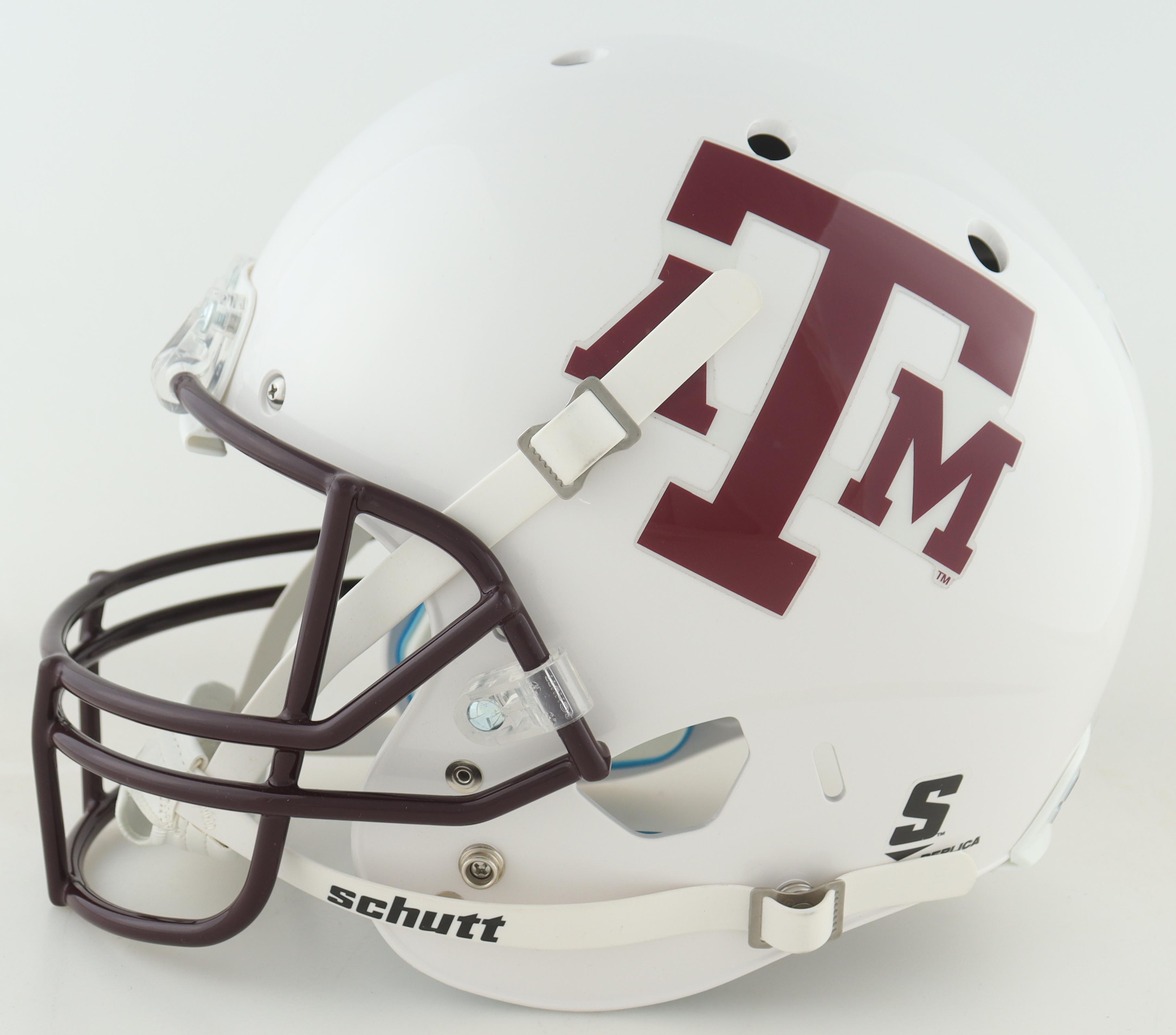 Johnny Manziel Signed Texas A&M Aggies Full-Size Speed Helmet with Multiple Stat Inscriptions (Beckett) at PristineAuction.com Johnny Manziel Signed Texas A&M Aggies Full-Size Speed Helmet with Multiple Stat Inscriptions (Beckett) at PristineAuction.com