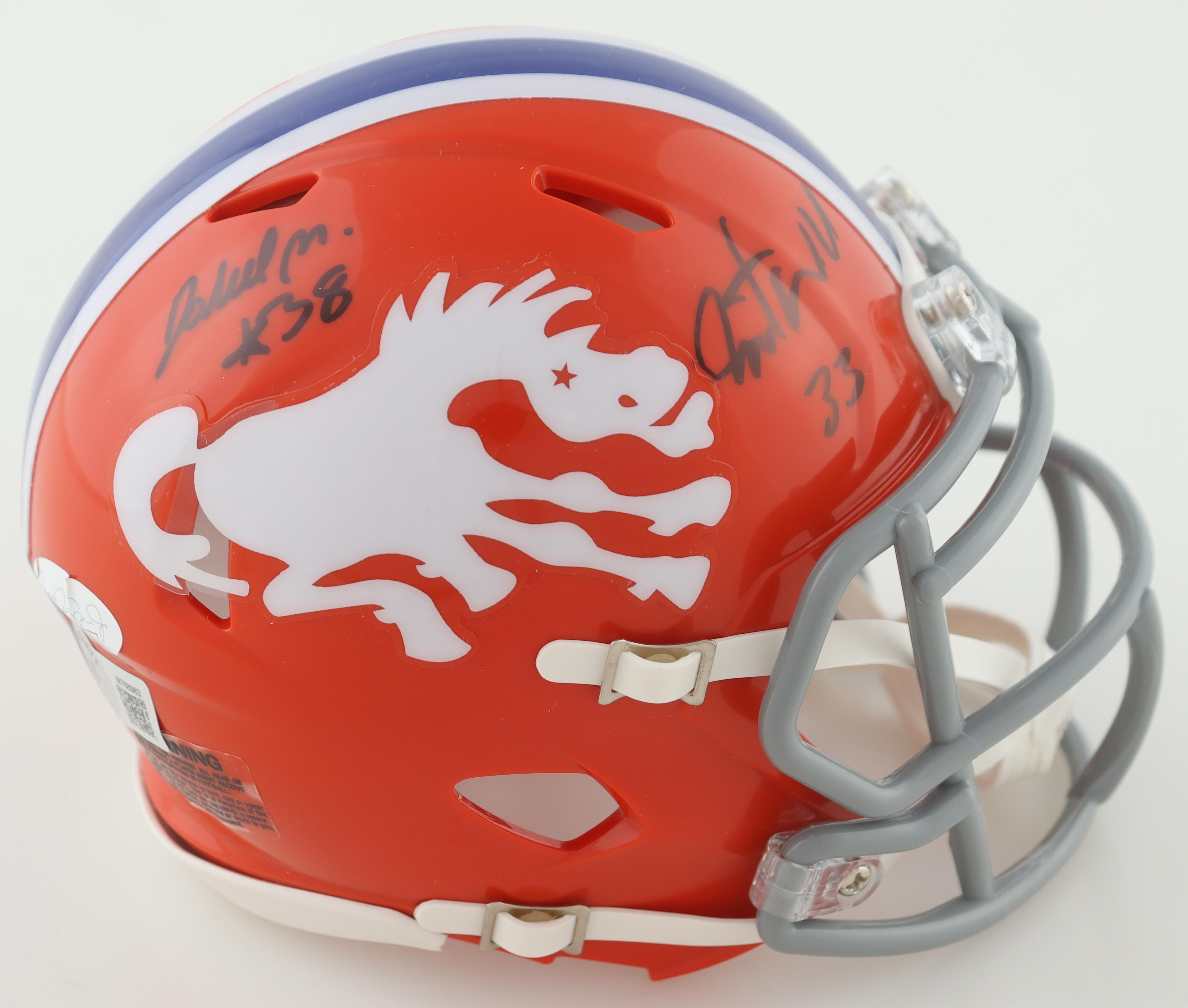Javonte Williams & Jaleel McLaughlin Signed Broncos Speed Mini Helmet (JSA & Beckett) at PristineAuction.com Javonte Williams & Jaleel McLaughlin Signed Broncos Speed Mini Helmet (JSA & Beckett) at PristineAuction.com
