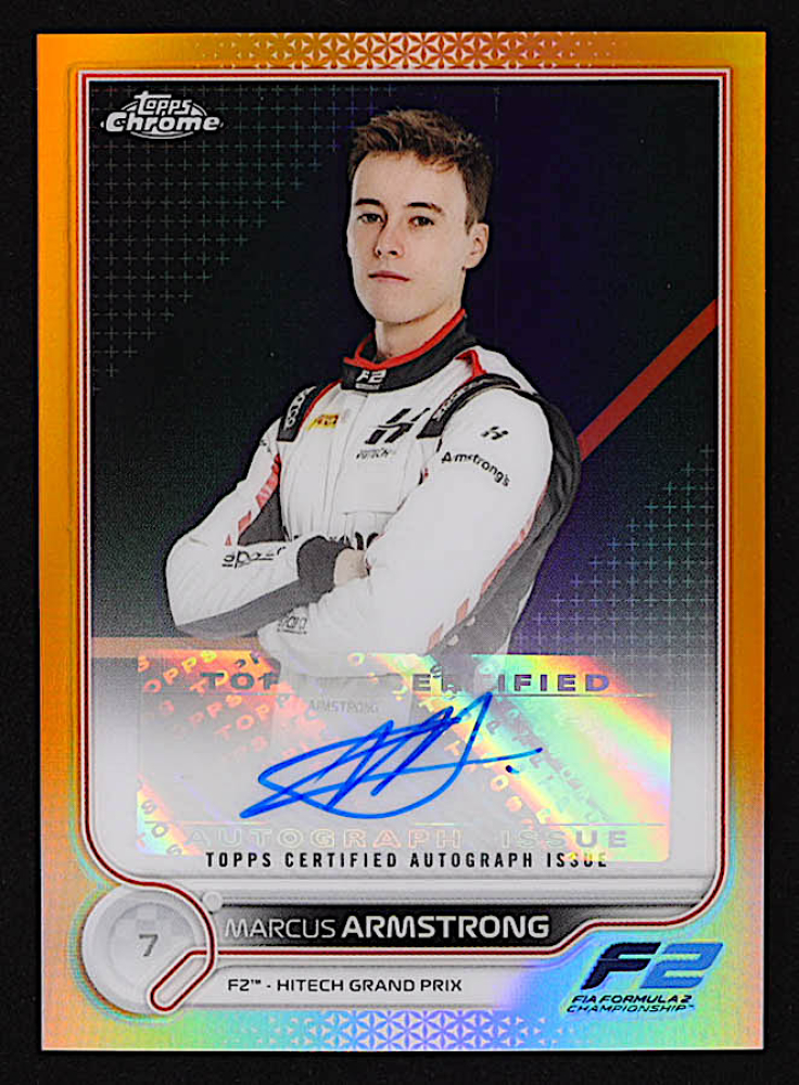 Marcus Armstrong 2022 Topps Chrome Formula 1 Autographs Orange Refractors #CACMA #01/25