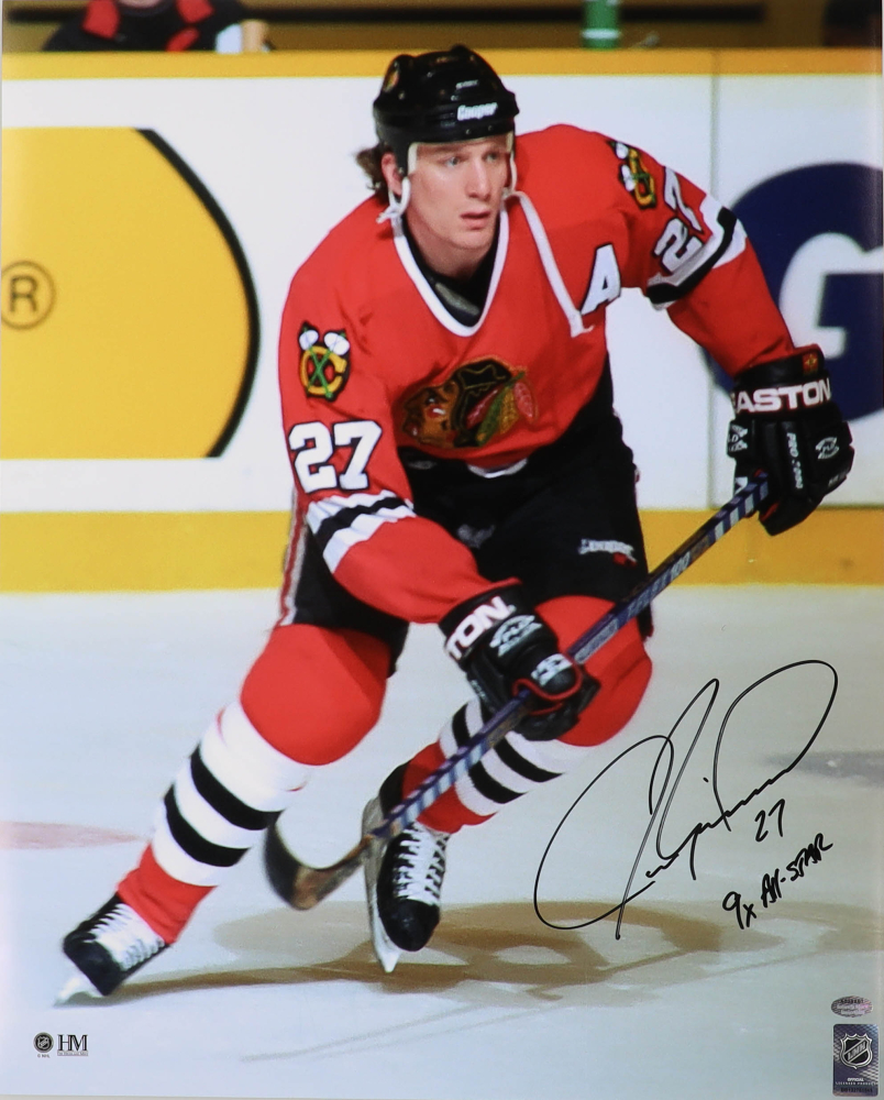 Jeremy Roenick Signed Blackhawks 16x20 Photo Inscribed 