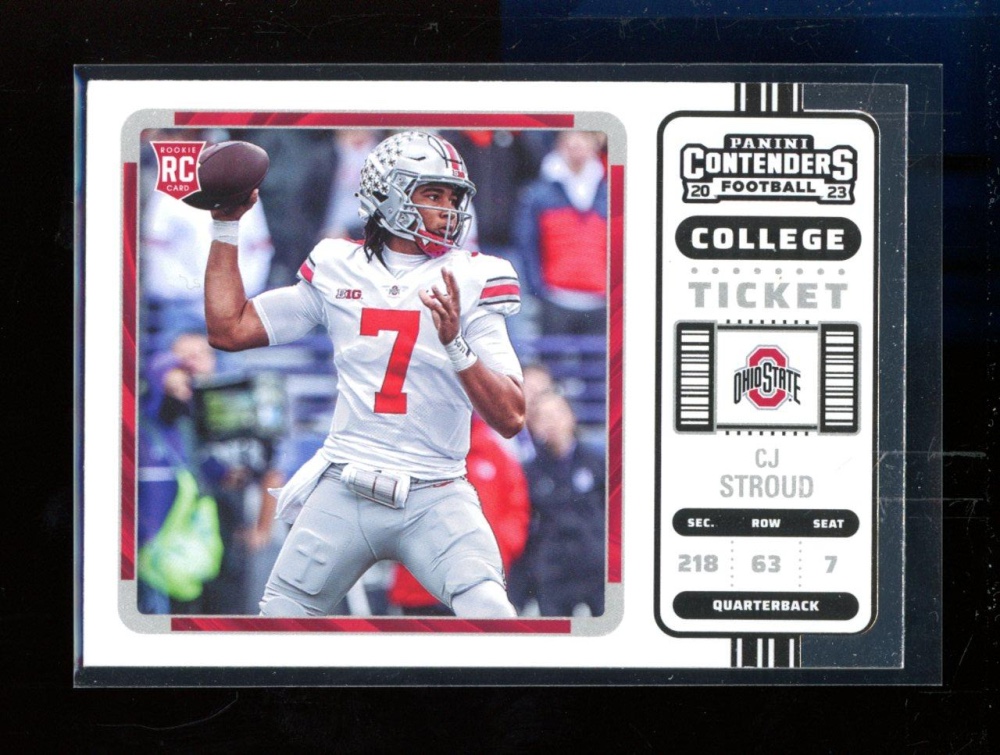 CJ Stroud 2023 Panini Chronicles Draft Picks Contenders College Ticket #3 RC at PristineAuction.com CJ Stroud 2023 Panini Chronicles Draft Picks Contenders College Ticket #3 RC at PristineAuction.com