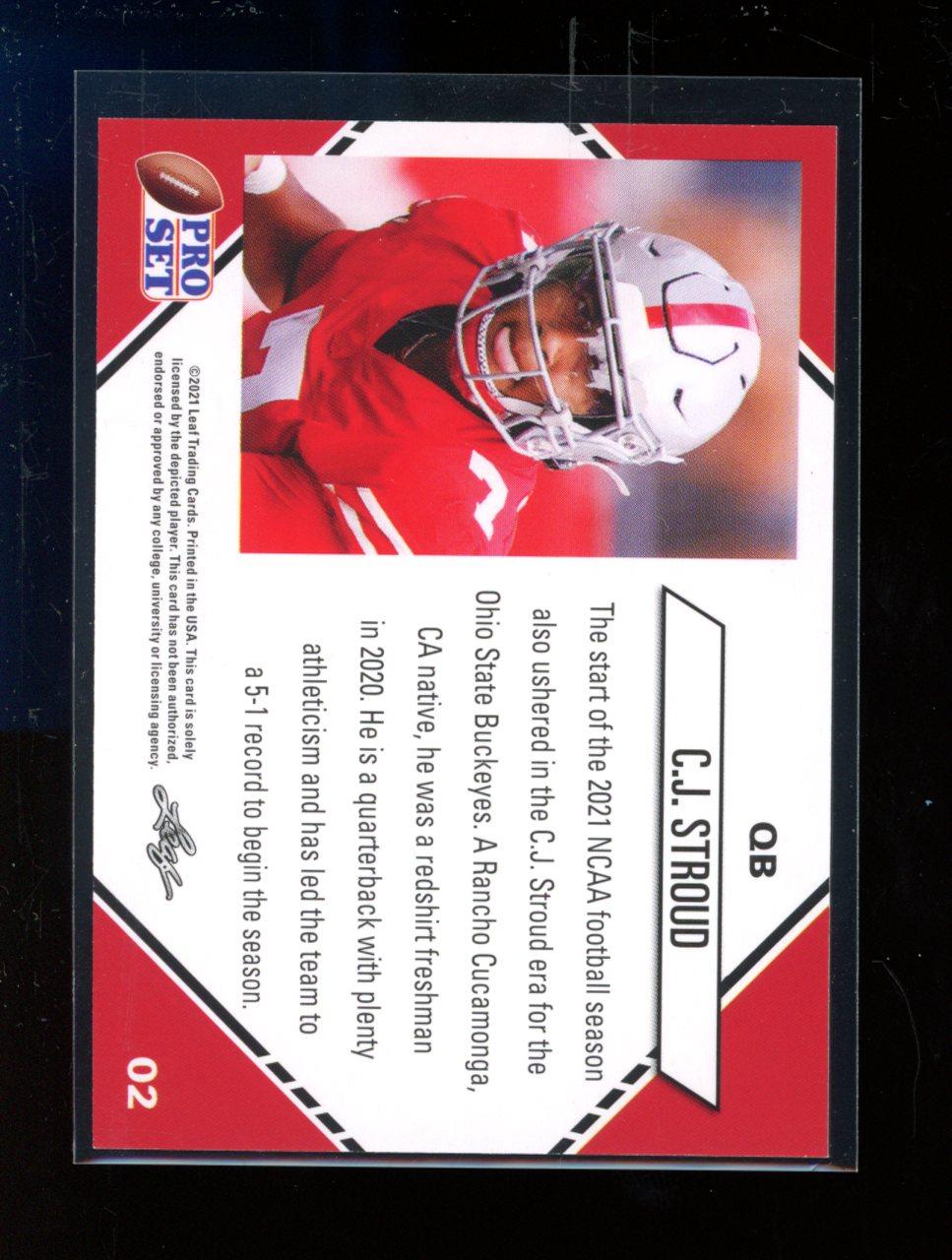 C.J. Stroud 2021 Leaf Pro Set College #2 RC at PristineAuction.com C.J. Stroud 2021 Leaf Pro Set College #2 RC at PristineAuction.com