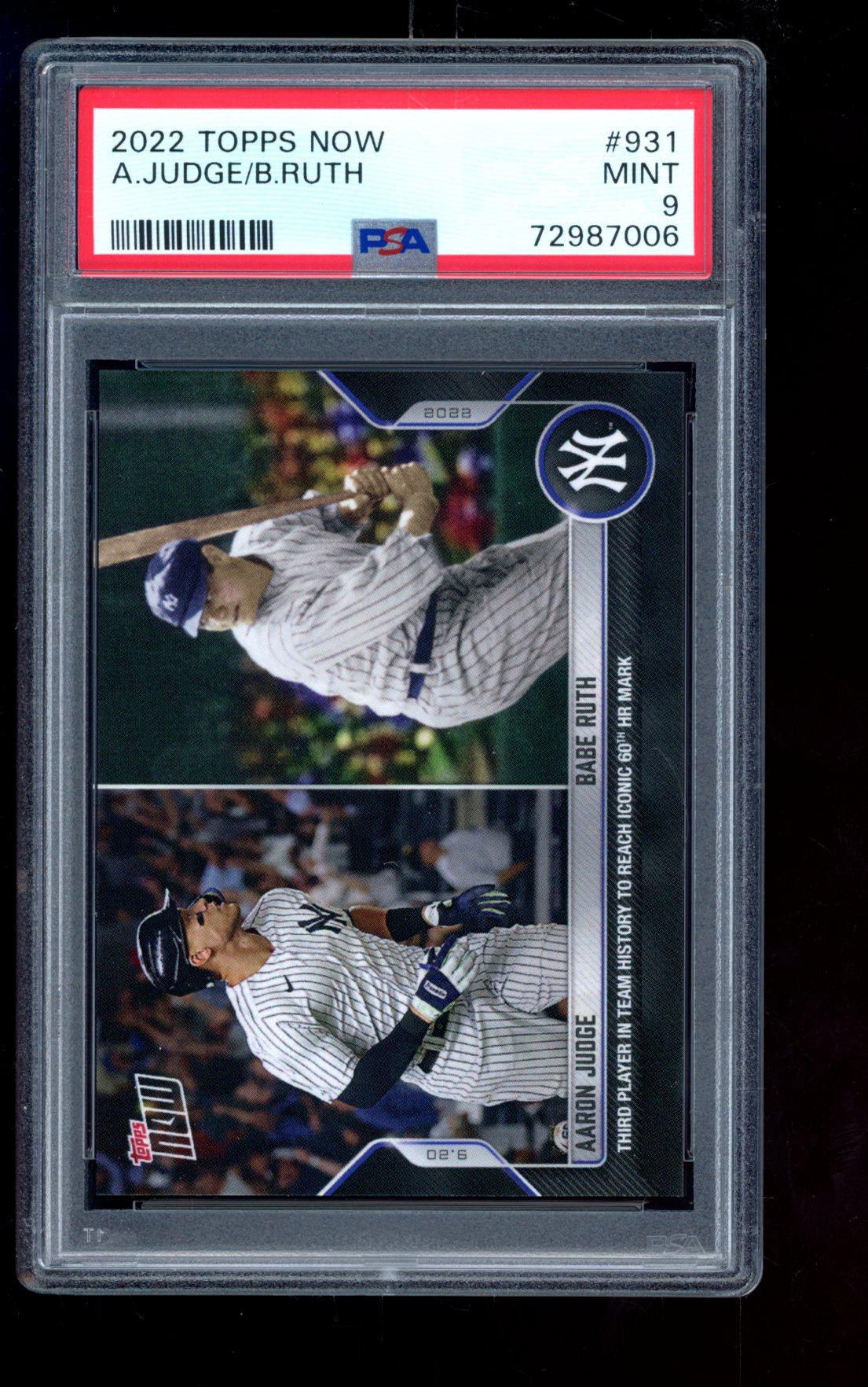 Aaron Judge / Babe Ruth 2022 Topps Now #931 (PSA 9) at PristineAuction.com Aaron Judge / Babe Ruth 2022 Topps Now #931 (PSA 9) at PristineAuction.com