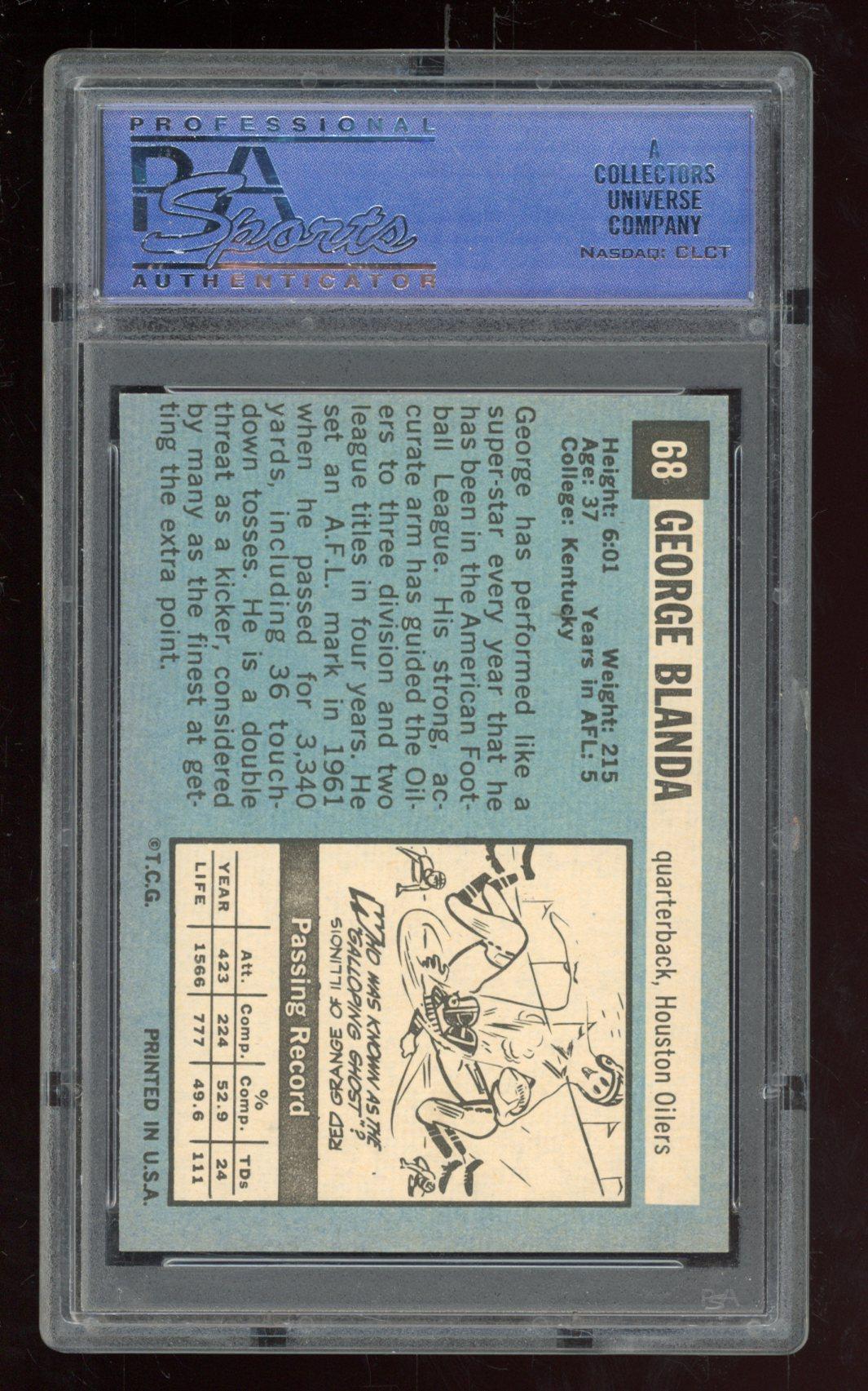 George Blanda 1964 Topps #68 SP (PSA 8) (OC) at PristineAuction.com George Blanda 1964 Topps #68 SP (PSA 8) (OC) at PristineAuction.com