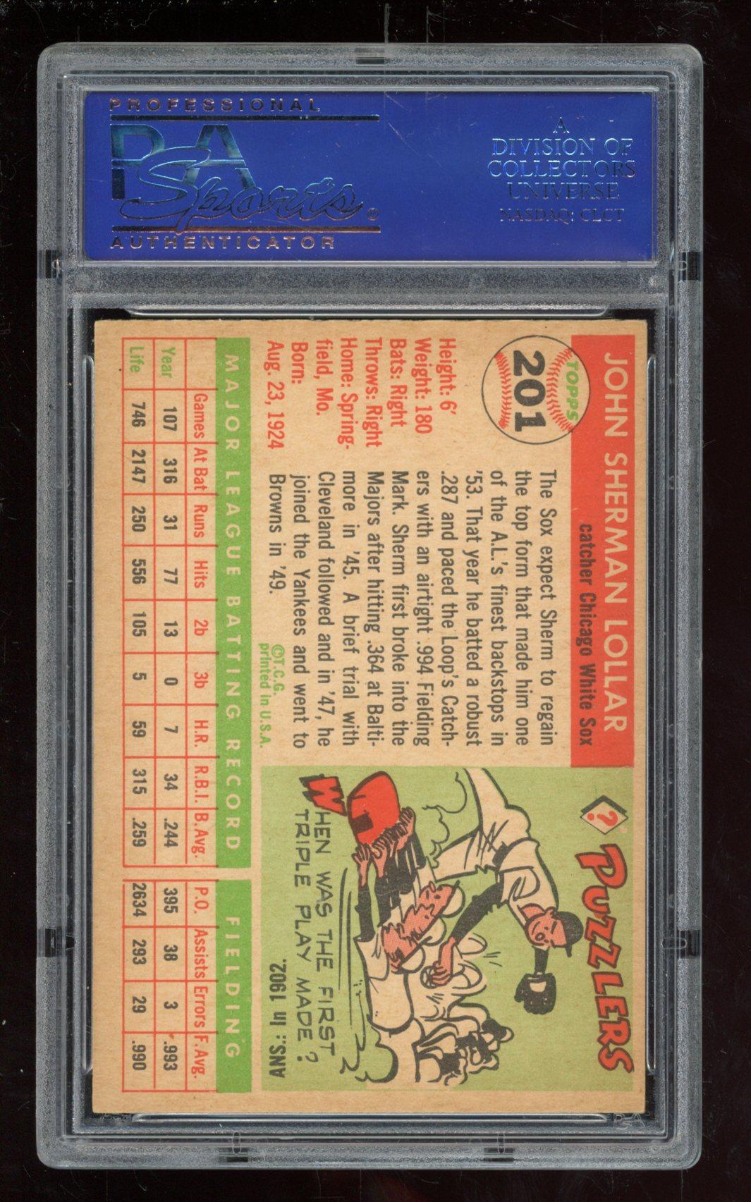 Sherm Lollar 1955 Topps 201 (PSA 8) (OC) at PristineAuction.com Sherm Lollar 1955 Topps 201 (PSA 8) (OC) at PristineAuction.com