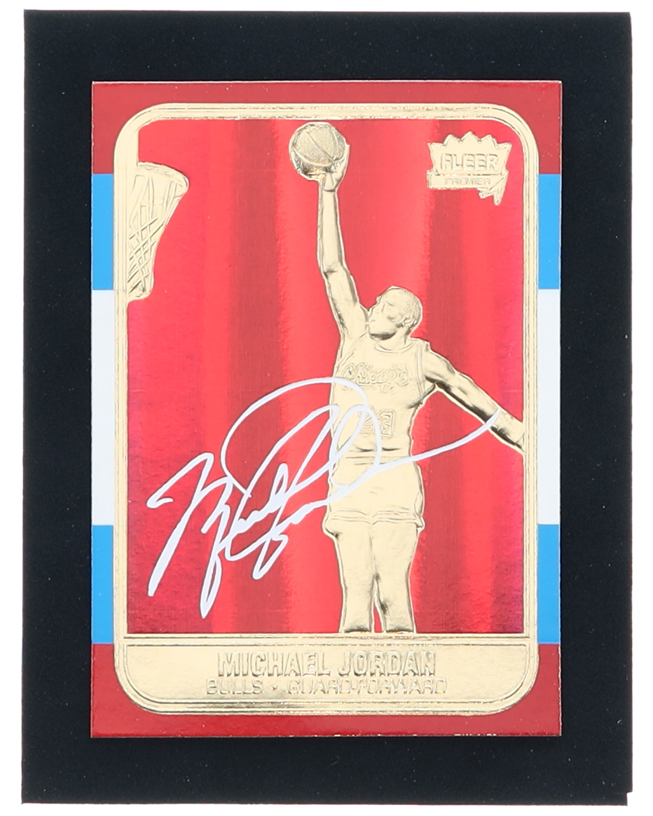 Michael Jordan 1997 Fleer Premier Signature Series Red Holo Refractor 23Kt Gold Card at PristineAuction.com Michael Jordan 1997 Fleer Premier Signature Series Red Holo Refractor 23Kt Gold Card at PristineAuction.com
