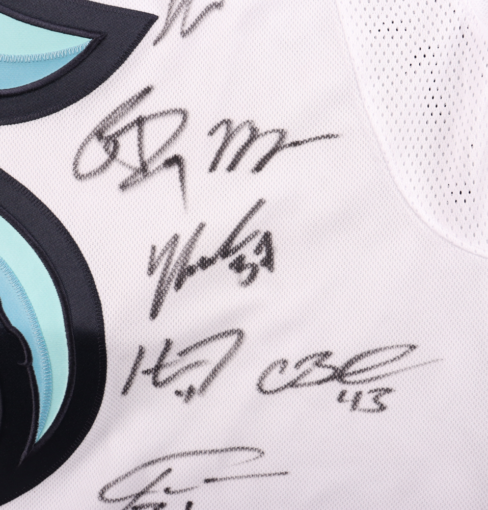 Seattle Kraken Inaugural Season Team Jersey Signed by (25) With Max McCormick, Yanni Gourde, Adam Larrson, Jordan Eberle (Fanatics) at PristineAuction.com Seattle Kraken Inaugural Season Team Jersey Signed by (25) With Max McCormick, Yanni Gourde, Adam Larrson, Jordan Eberle (Fanatics) at PristineAuction.com