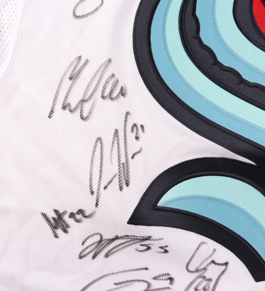 Seattle Kraken Inaugural Season Team Jersey Signed by (25) With Max McCormick, Yanni Gourde, Adam Larrson, Jordan Eberle (Fanatics) at PristineAuction.com Seattle Kraken Inaugural Season Team Jersey Signed by (25) With Max McCormick, Yanni Gourde, Adam Larrson, Jordan Eberle (Fanatics) at PristineAuction.com