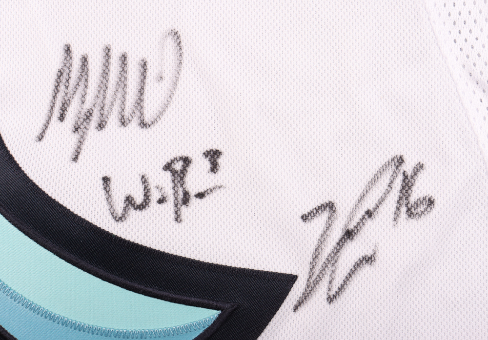 Seattle Kraken Inaugural Season Team Jersey Signed by (25) With Max McCormick, Yanni Gourde, Adam Larrson, Jordan Eberle (Fanatics) at PristineAuction.com Seattle Kraken Inaugural Season Team Jersey Signed by (25) With Max McCormick, Yanni Gourde, Adam Larrson, Jordan Eberle (Fanatics) at PristineAuction.com