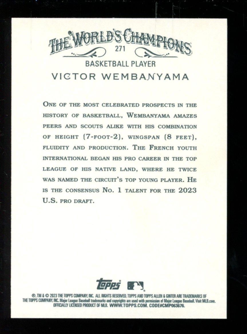 Victor Wembanyama 2023 Topps Allen and Ginter #271 RC at PristineAuction.com Victor Wembanyama 2023 Topps Allen and Ginter #271 RC at PristineAuction.com