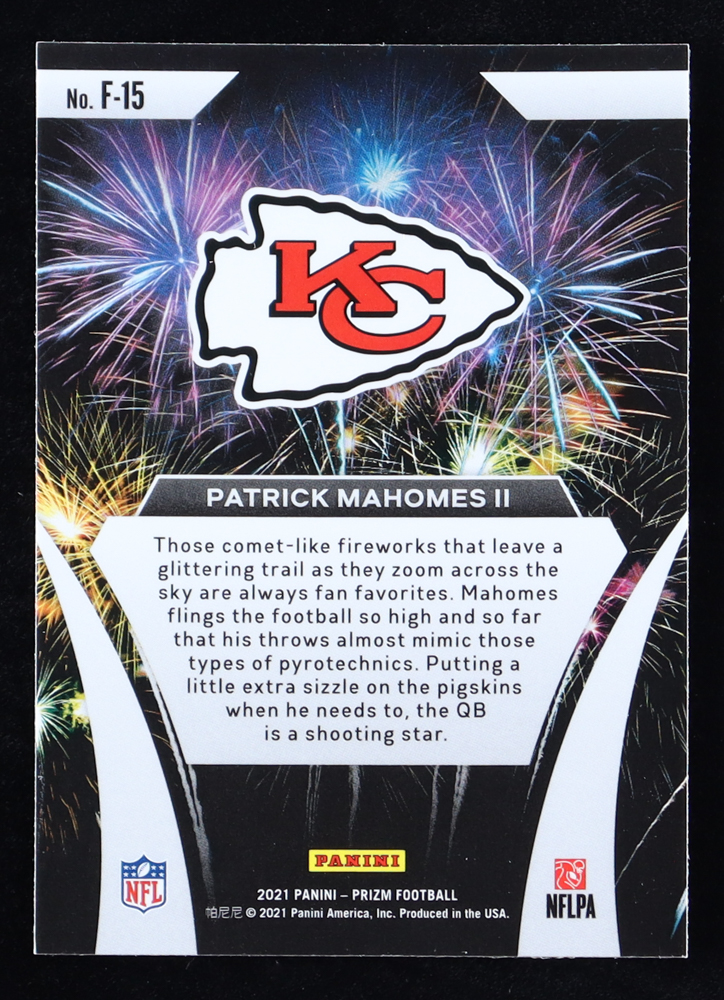 Patrick Mahomes II 2021 Panini Prizm Fireworks #15 at PristineAuction.com Patrick Mahomes II 2021 Panini Prizm Fireworks #15 at PristineAuction.com
