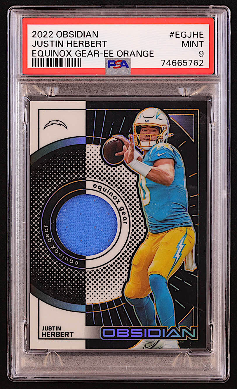 Justin Herbert 2022 Panini Obsidian Equinox Gear Electric Etch Orange #13 #22/75 (PSA 9) at PristineAuction.com Justin Herbert 2022 Panini Obsidian Equinox Gear Electric Etch Orange #13 #22/75 (PSA 9) at PristineAuction.com