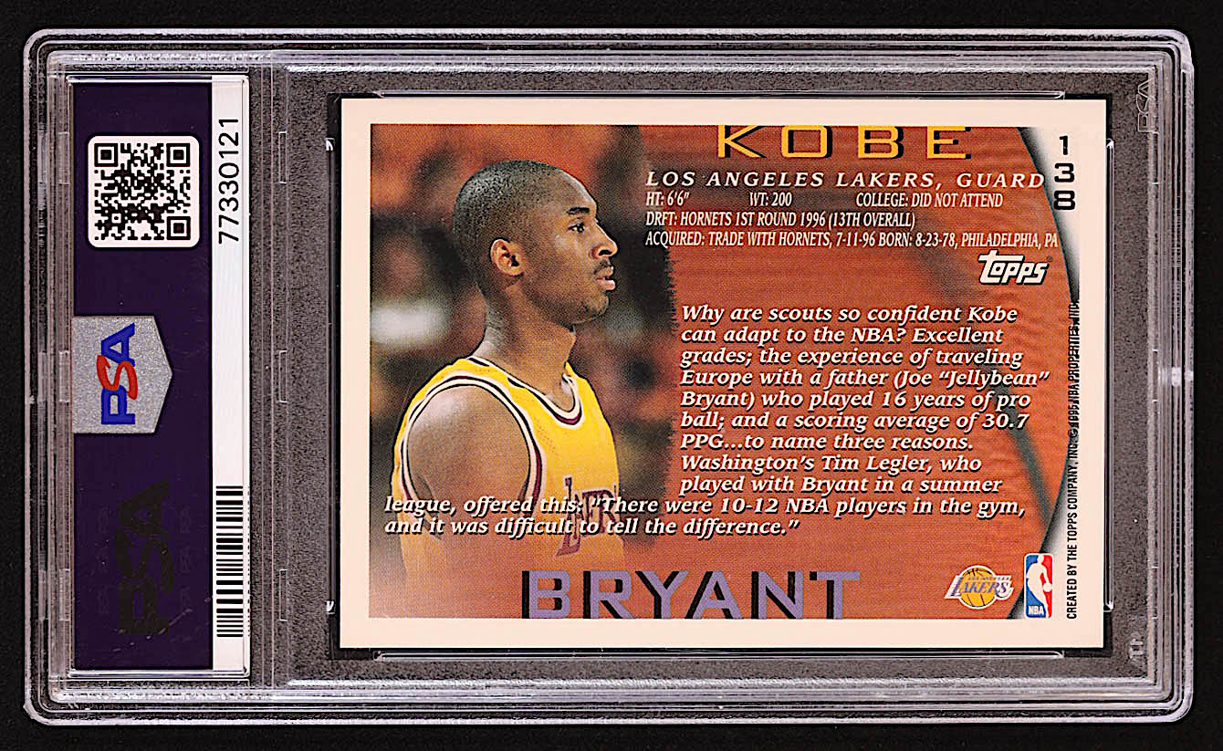 PSA9 1996 Topps Kobe Bryant 138 コービー RC 【公式通販】