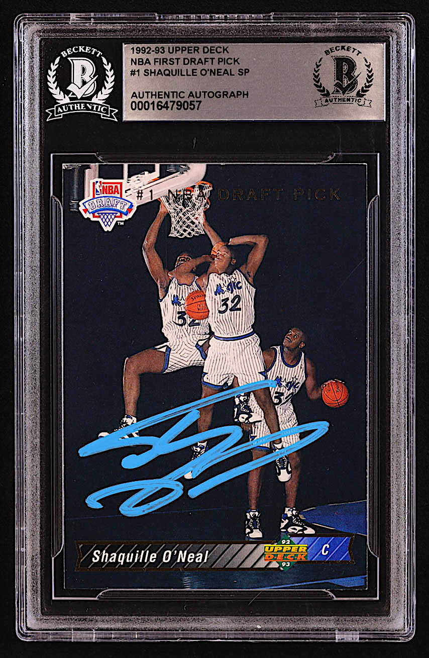 Shaquille O'Neal Signed 1992-93 Upper Deck #1 SP RC / NBA First Draft Pick (BGS) at PristineAuction.com Shaquille O'Neal Signed 1992-93 Upper Deck #1 SP RC / NBA First Draft Pick (BGS) at PristineAuction.com