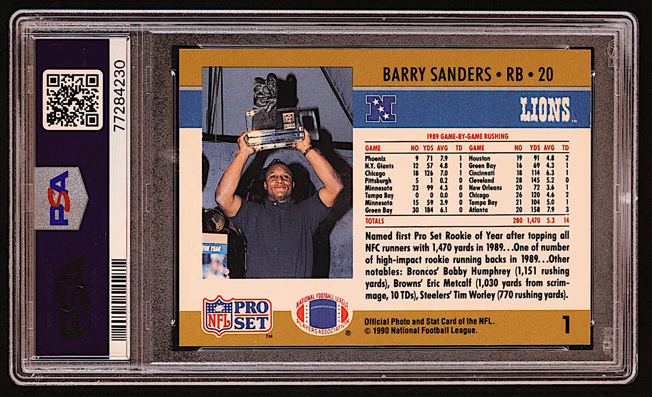 Barry Sanders 1990 FACT Pro Set Cincinnati #1 W1 (PSA 8) at PristineAuction.com Barry Sanders 1990 FACT Pro Set Cincinnati #1 W1 (PSA 8) at PristineAuction.com