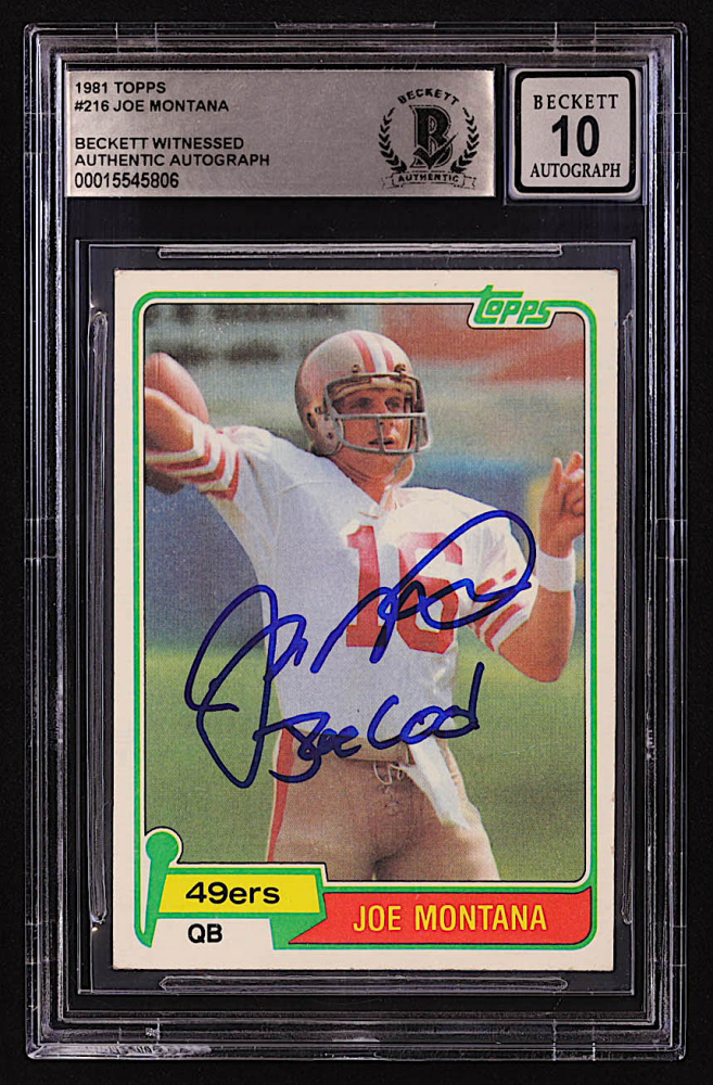 joe montana rookie card graded 1981 Topps Value (2025 Prices & Investment Outlook) evident case for a lasting display of your Joe Montana fandom. PSA Graded Football Card 1981