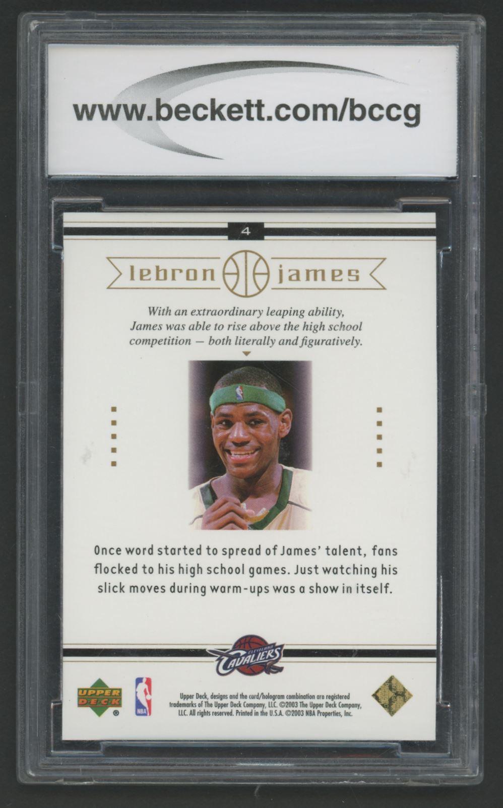 LeBron James 2003 Upper Deck LeBron James Box Set #4 (BCCG 10) at PristineAuction.com LeBron James 2003 Upper Deck LeBron James Box Set #4 (BCCG 10) at PristineAuction.com