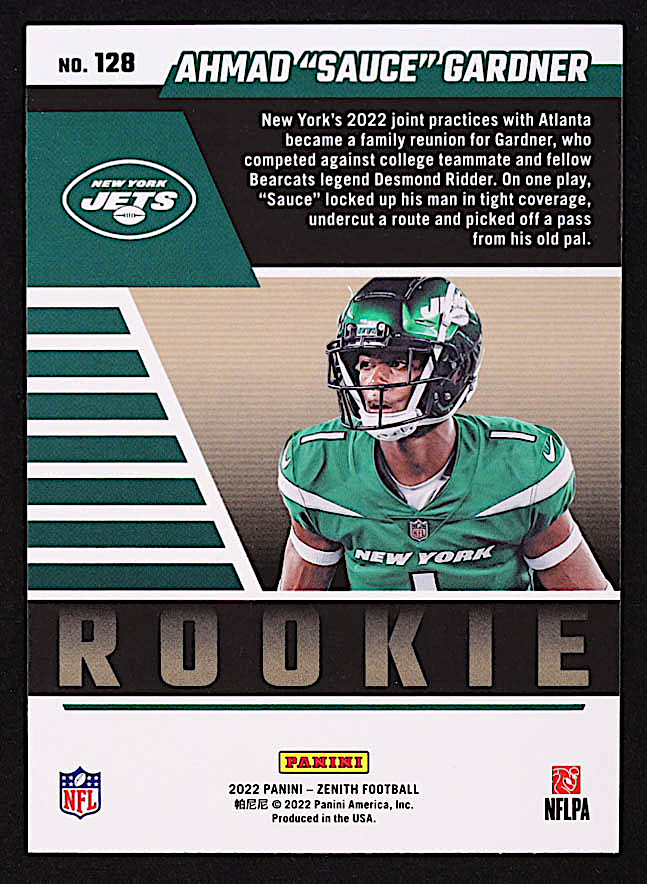 Ahmad Gardner 2022 Zenith Red Zone #128 RC at PristineAuction.com Ahmad Gardner 2022 Zenith Red Zone #128 RC at PristineAuction.com