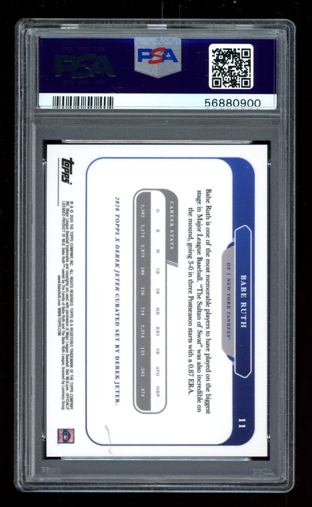 Babe Ruth 2020 Topps X Derek Jeter #11 (PSA 10) at PristineAuction.com Babe Ruth 2020 Topps X Derek Jeter #11 (PSA 10) at PristineAuction.com