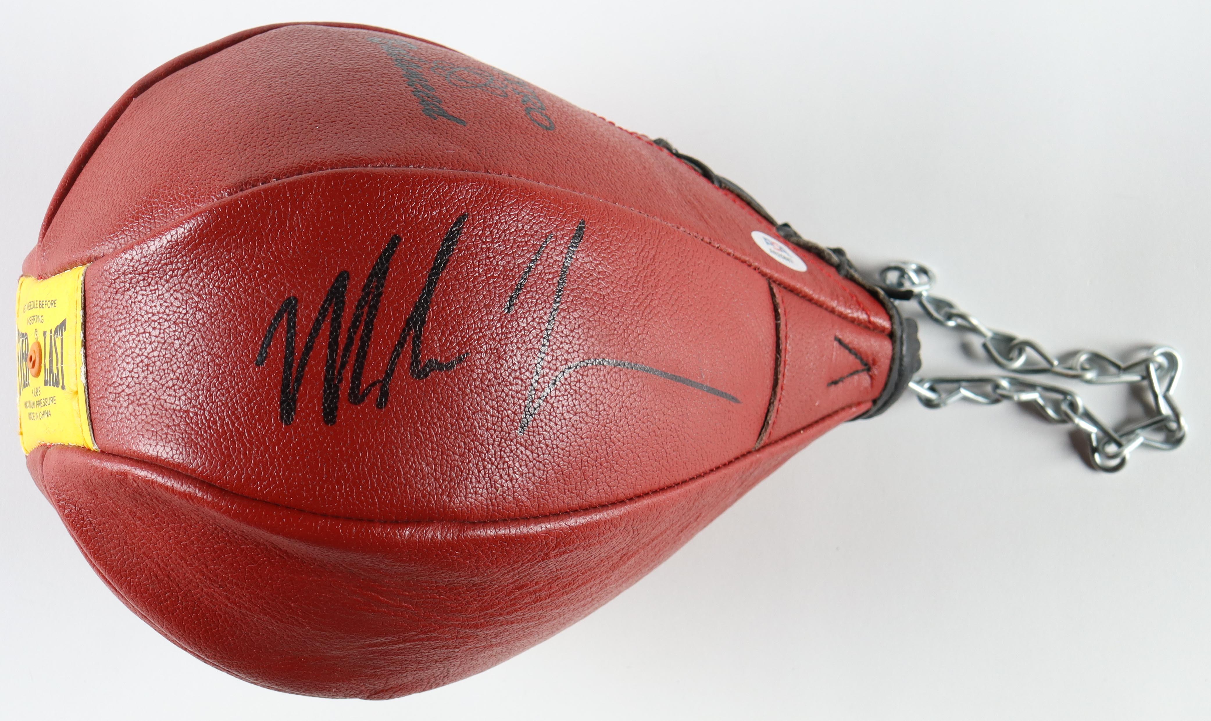 Mike Tyson Signed Everlast Speed Bag with Wrist Wrap & Display Case (PSA) at PristineAuction.com Mike Tyson Signed Everlast Speed Bag with Wrist Wrap & Display Case (PSA) at PristineAuction.com