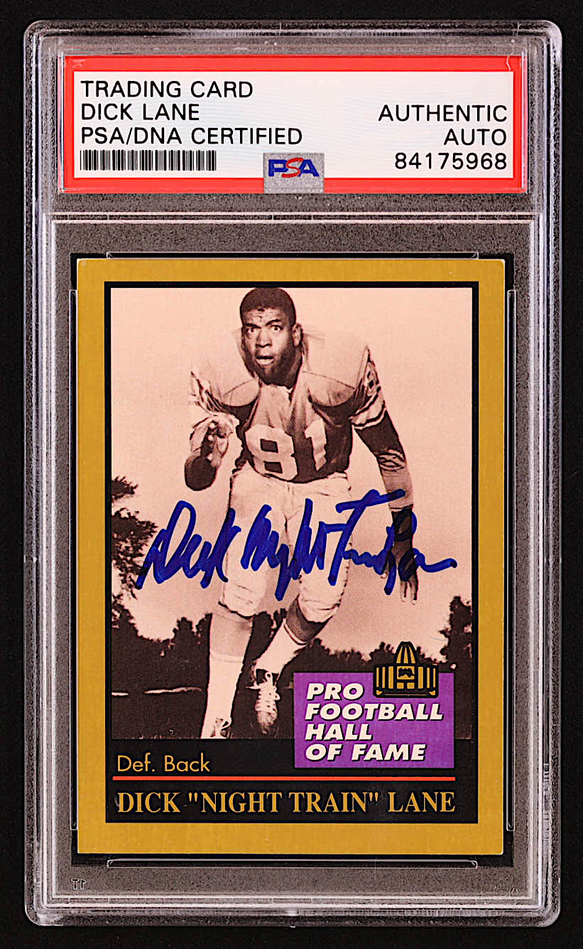 Dick "Night Train" Lane Signed 1991 ENOR Pro Football HOF #81 (PSA) at PristineAuction.com Dick "Night Train" Lane Signed 1991 ENOR Pro Football HOF #81 (PSA) at PristineAuction.com