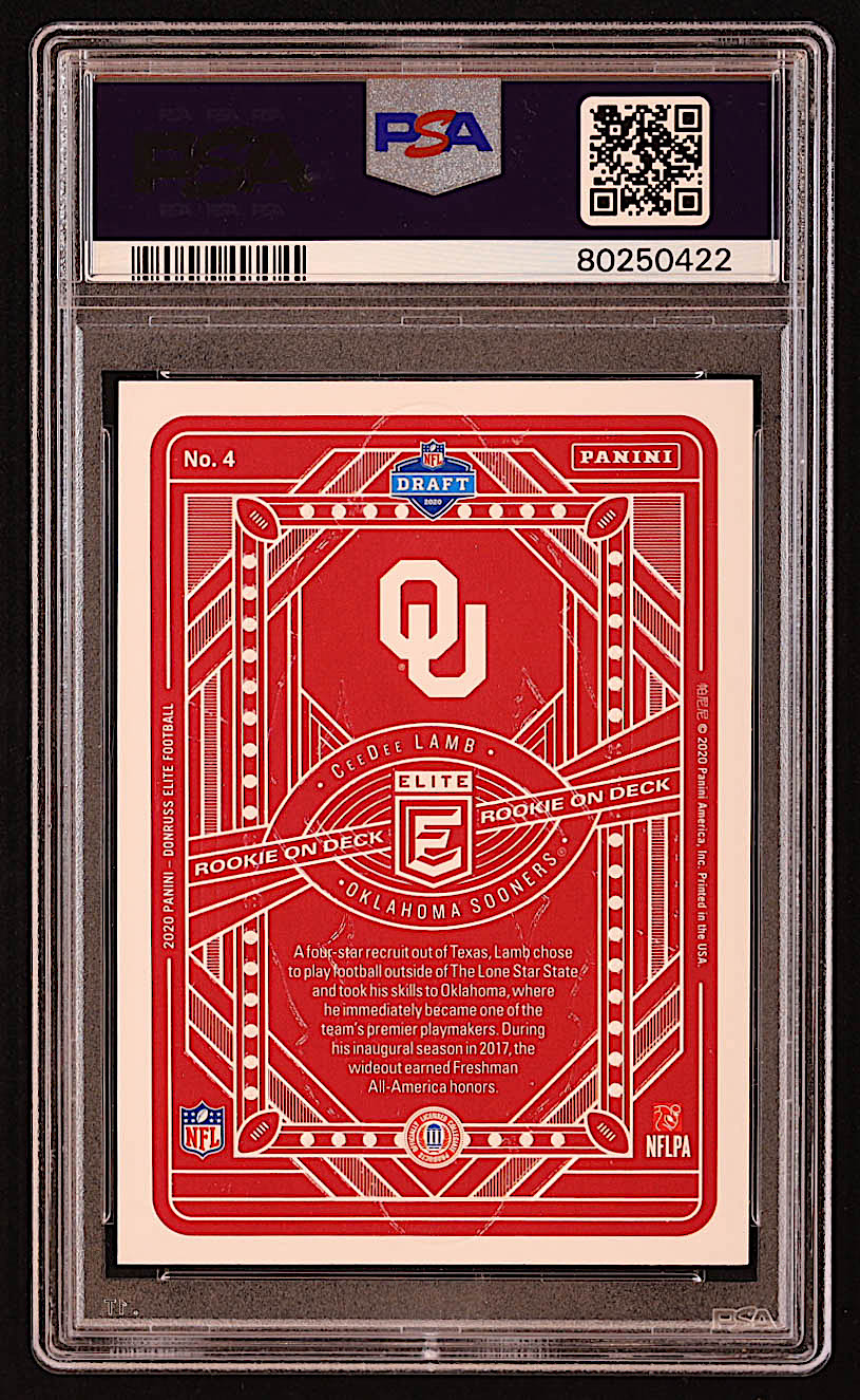 CeeDee Lamb 2020 Elite Rookie on Deck #4 RC (PSA 10) at PristineAuction.com CeeDee Lamb 2020 Elite Rookie on Deck #4 RC (PSA 10) at PristineAuction.com