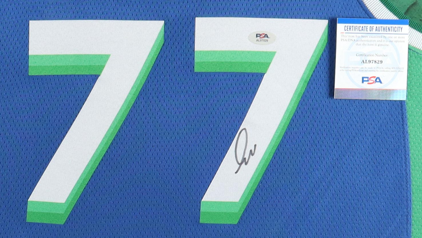 Luka Doncic Signed Custom Framed Jersey Display (PSA) at PristineAuction.com Luka Doncic Signed Custom Framed Jersey Display (PSA) at PristineAuction.com