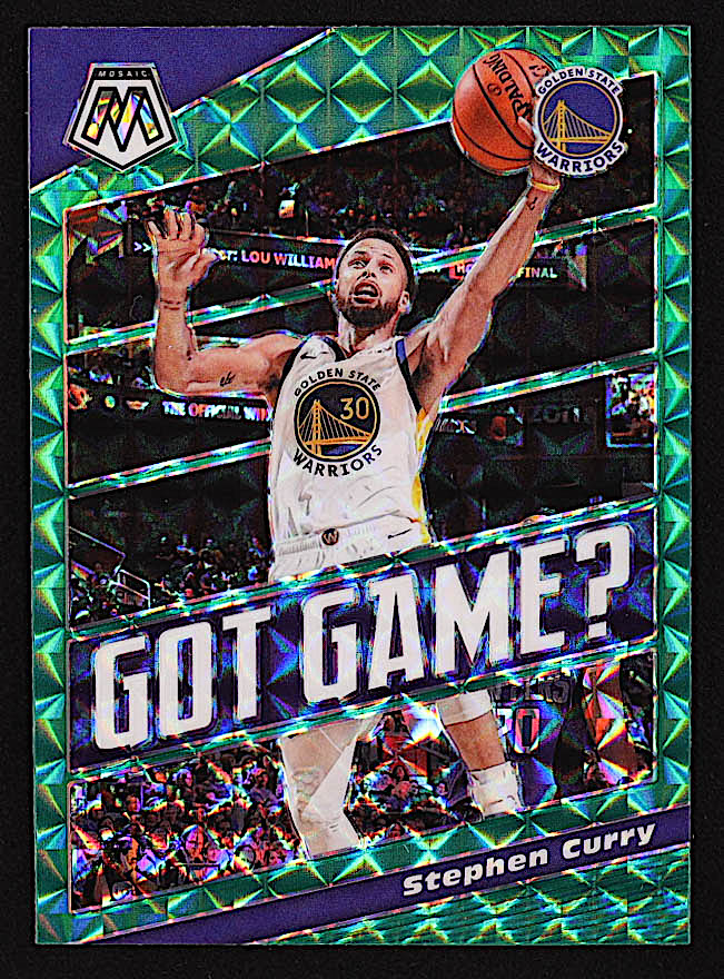 Stephen Curry 2019-20 Panini Mosaic Got Game? Mosaic Green #9 at PristineAuction.com Stephen Curry 2019-20 Panini Mosaic Got Game? Mosaic Green #9 at PristineAuction.com