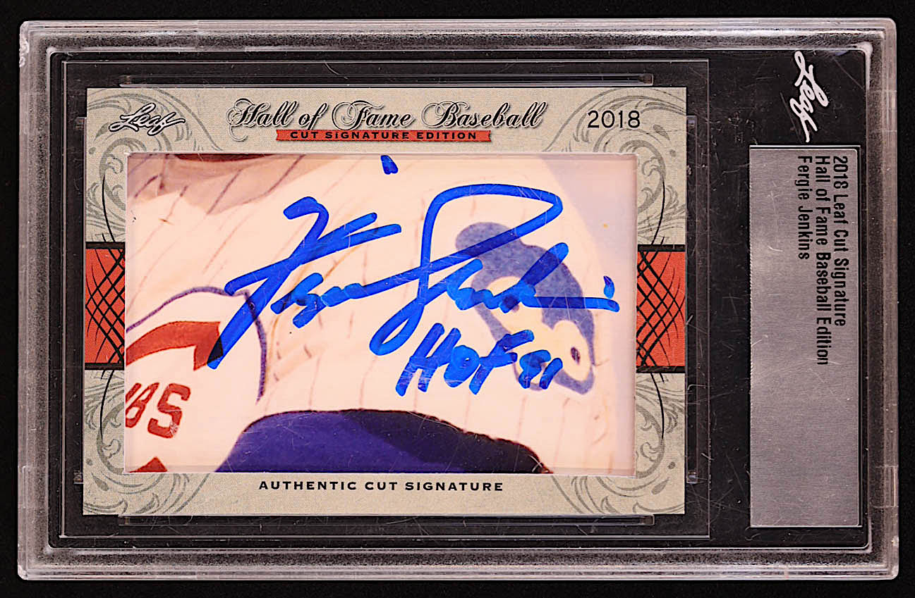 Fergie Jenkins 2018 Leaf Cut Signature Hall of Fame Baseball Edition #NNO (Leaf) at PristineAuction.com Fergie Jenkins 2018 Leaf Cut Signature Hall of Fame Baseball Edition #NNO (Leaf) at PristineAuction.com