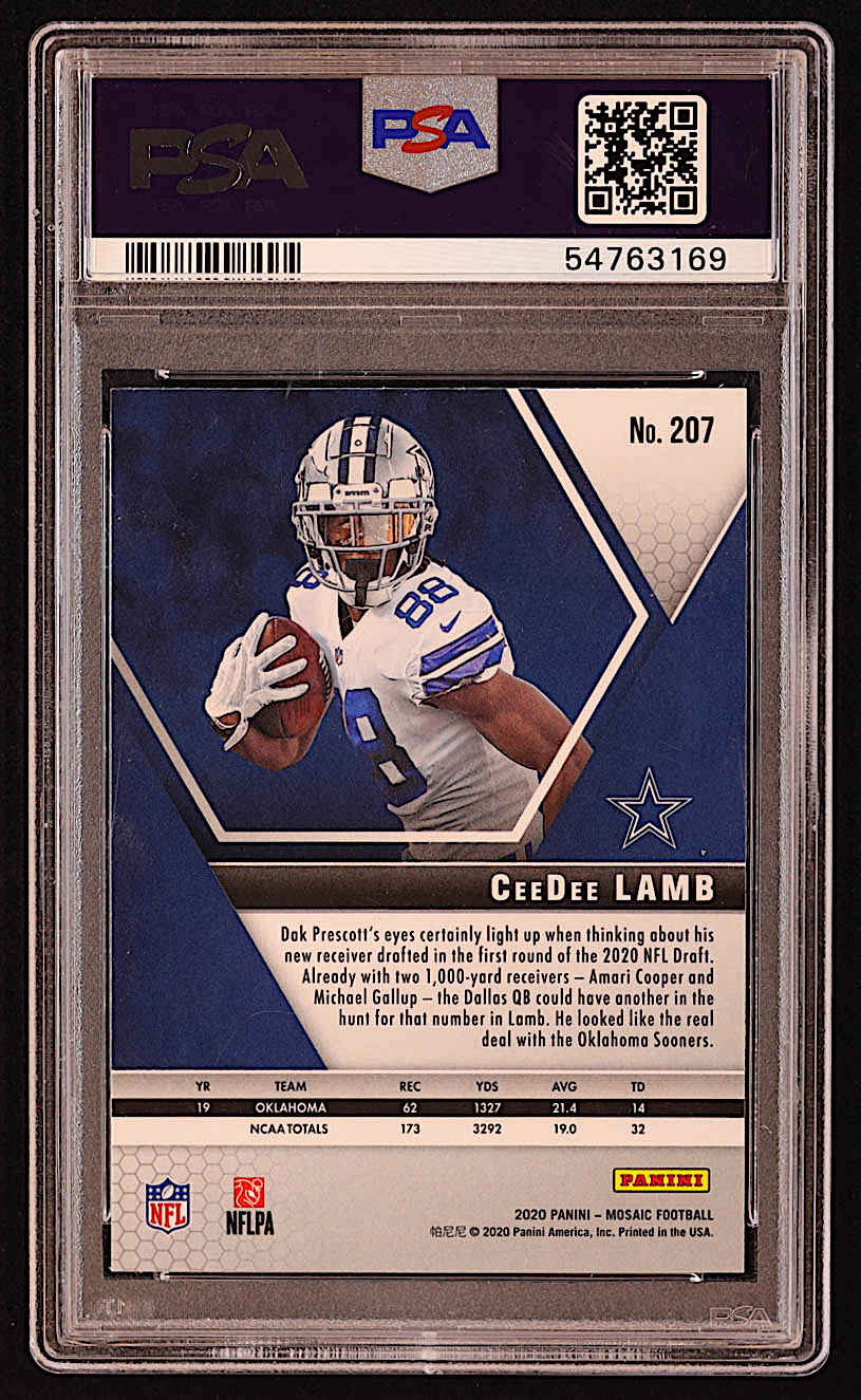 CeeDee Lamb 2020 Panini Mosaic #207 RC (PSA 10) at PristineAuction.com CeeDee Lamb 2020 Panini Mosaic #207 RC (PSA 10) at PristineAuction.com