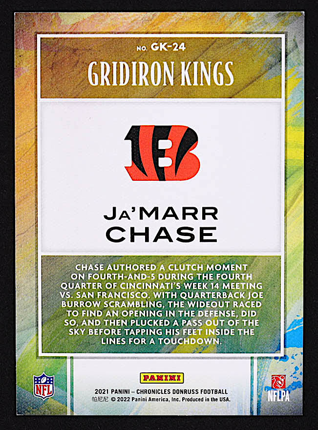 Ja'Marr Chase 2021 Panini Chronicles Gridiron Kings #24 RC at PristineAuction.com Ja'Marr Chase 2021 Panini Chronicles Gridiron Kings #24 RC at PristineAuction.com