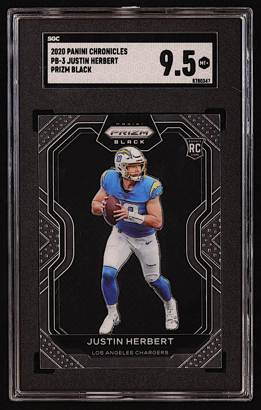 Justin Herbert 2020 Panini Prizm Black #3 RC (SGC 9.5) at PristineAuction.com Justin Herbert 2020 Panini Prizm Black #3 RC (SGC 9.5) at PristineAuction.com