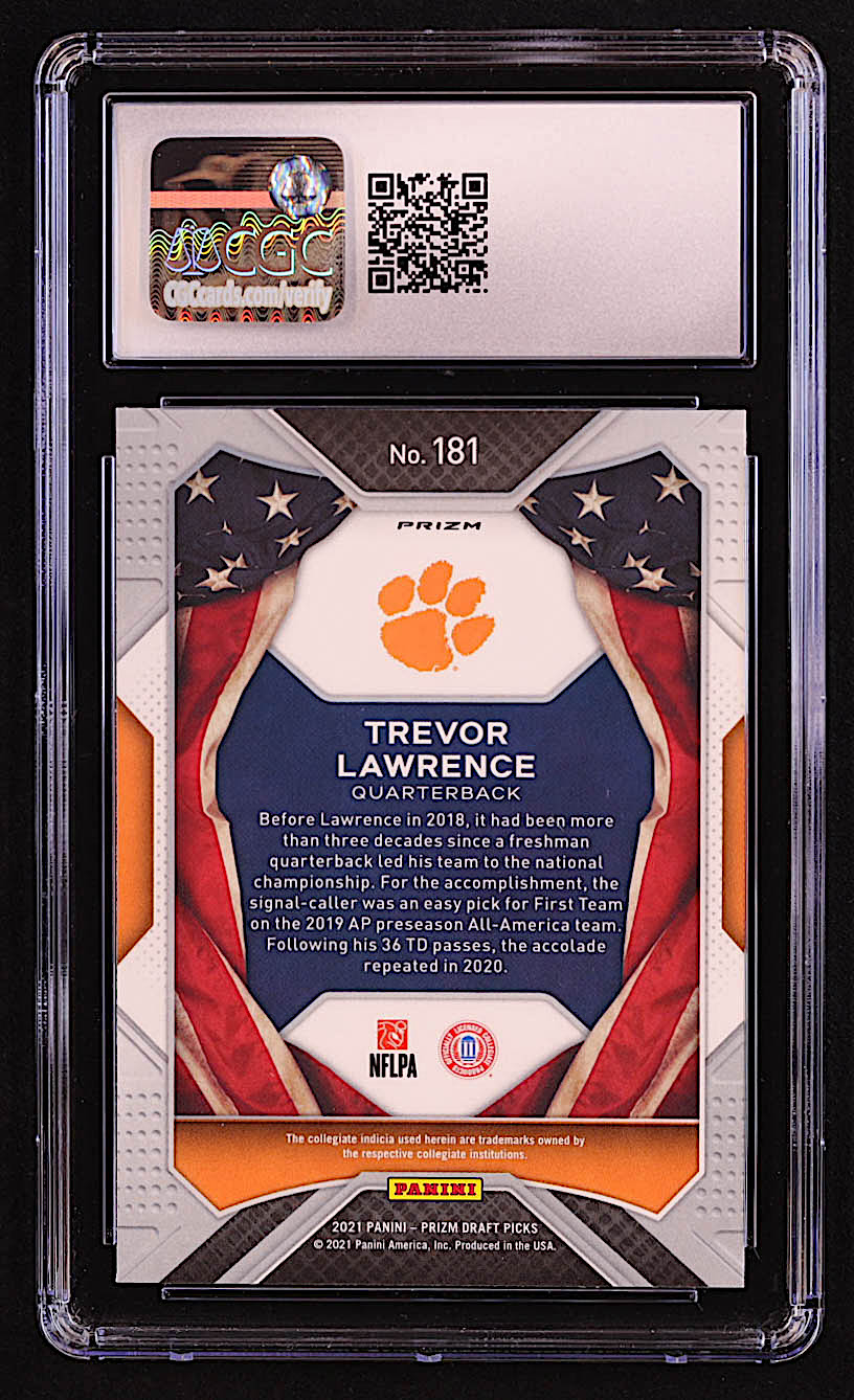 Trevor Lawrence 2021 Panini Prizm Draft Picks Prizms Purple Wave #181 AA RC (CGC 9) at PristineAuction.com Trevor Lawrence 2021 Panini Prizm Draft Picks Prizms Purple Wave #181 AA RC (CGC 9) at PristineAuction.com