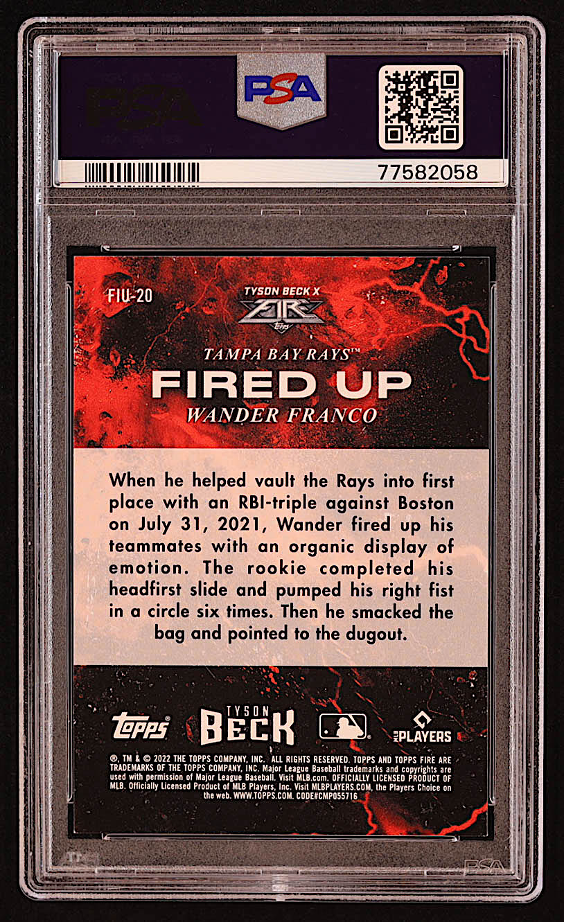 Wander Franco 2022 Topps Fire Fired Up #FIU20 RC (PSA 9) at PristineAuction.com Wander Franco 2022 Topps Fire Fired Up #FIU20 RC (PSA 9) at PristineAuction.com