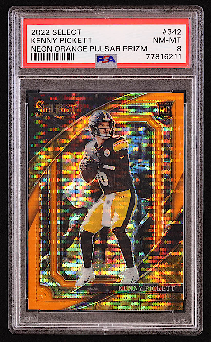Kenny Pickett 2022 Select Prizm Neon Orange Pulsar #342 #4/7 RC (PSA 8) at PristineAuction.com Kenny Pickett 2022 Select Prizm Neon Orange Pulsar #342 #4/7 RC (PSA 8) at PristineAuction.com