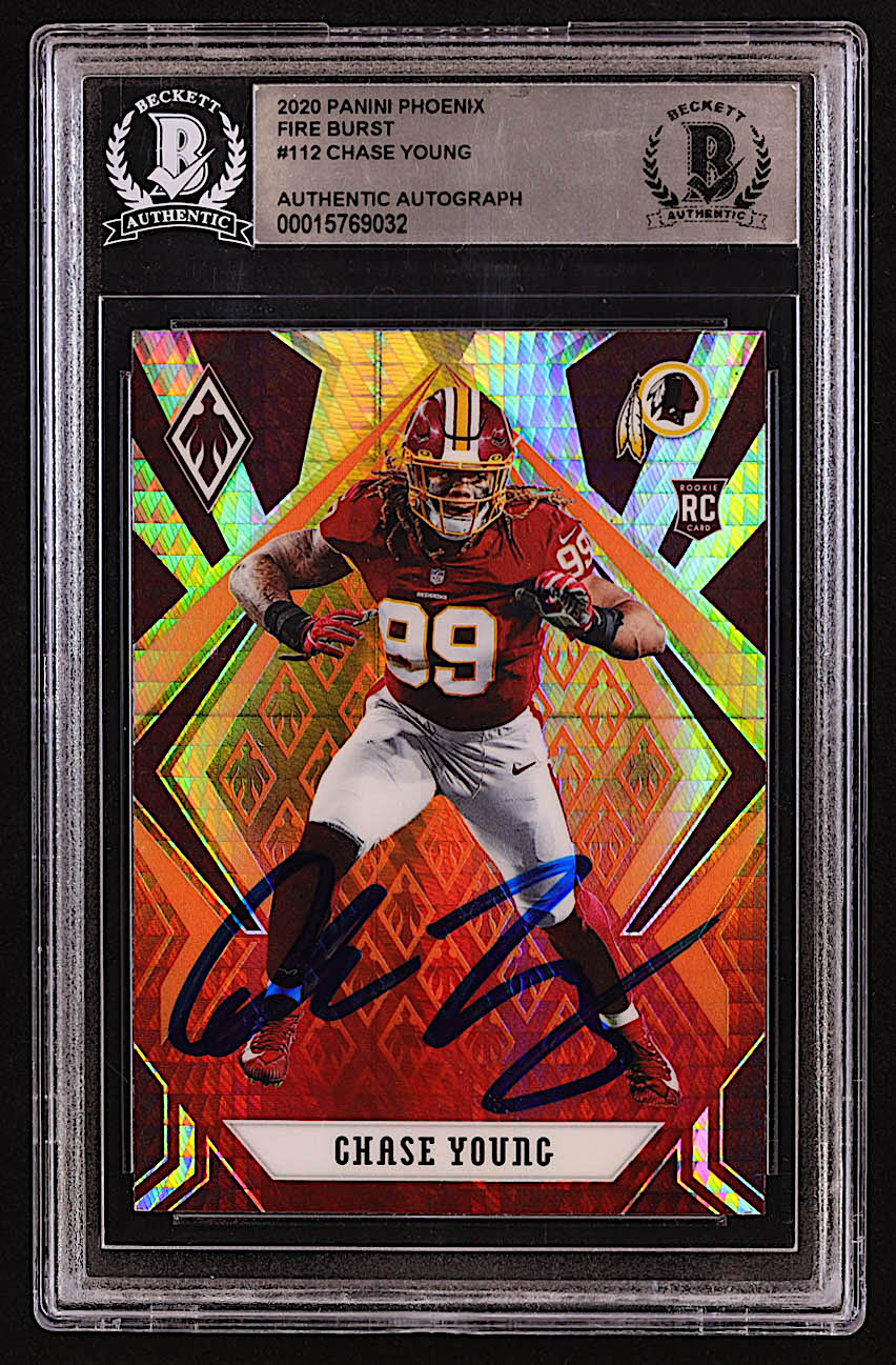 Chase Young Signed 2020 Panini Phoenix Fire Burst #112 RC (BGS) at PristineAuction.com Chase Young Signed 2020 Panini Phoenix Fire Burst #112 RC (BGS) at PristineAuction.com